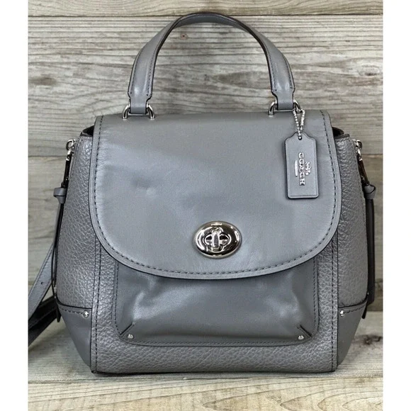 coach faye backpack heather gray Mini Drawstring Bag With Bows Twist Closure Coach Faye Large Shoulder Bag